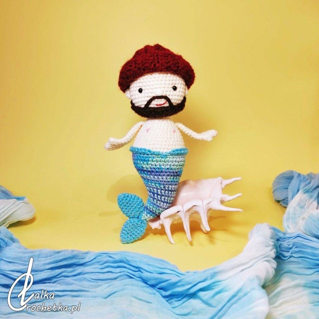 lalka crochetka syren mężczyzna lalka spersonalizowana merman mermaid doll handmade crochet 
