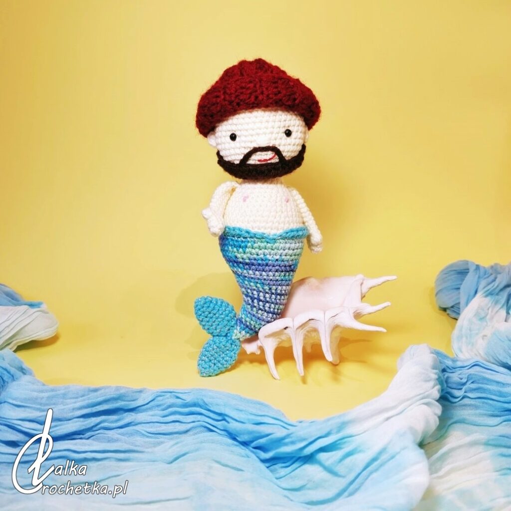 lalka crochetka lalka syren doll merman merboy handmade 